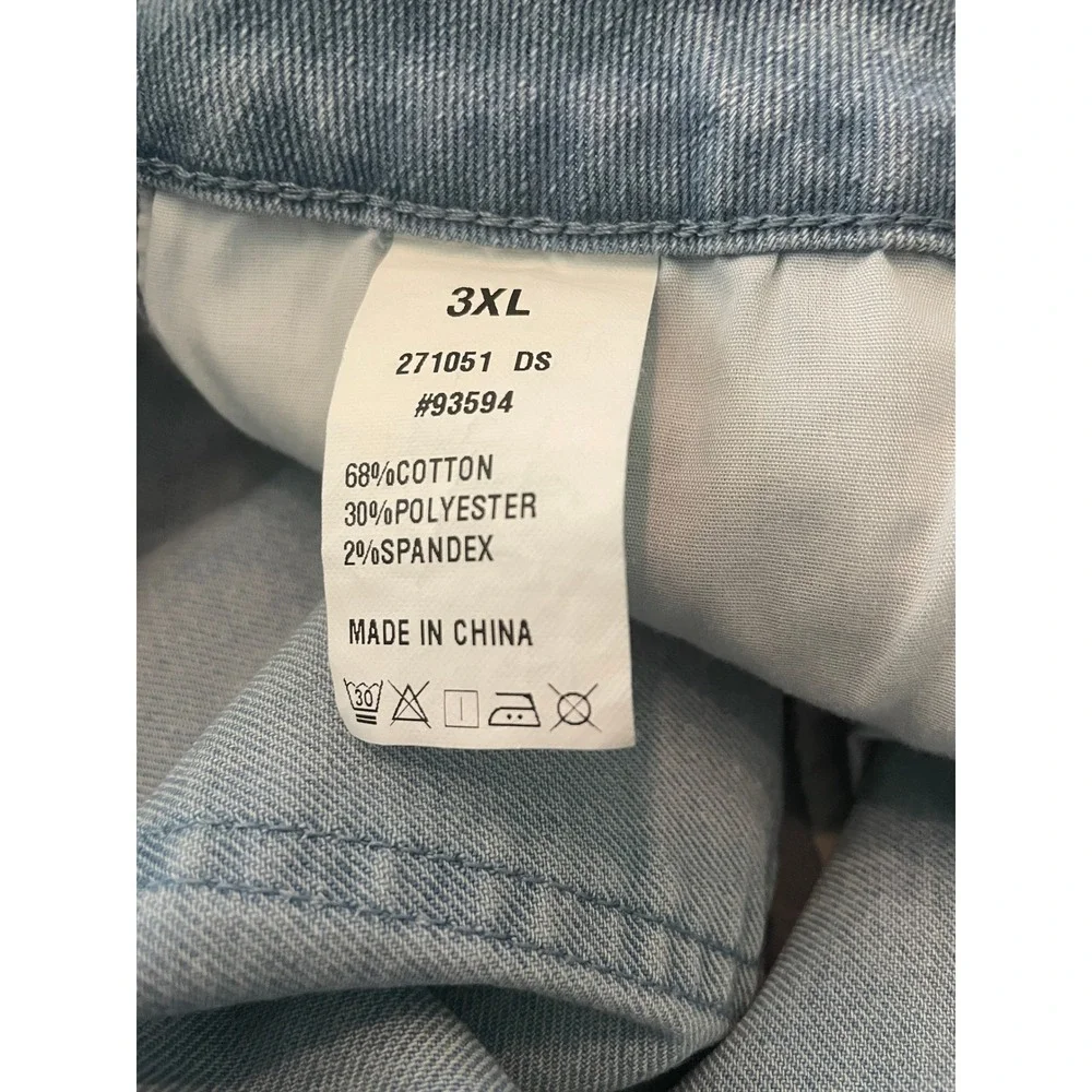 Flamingals Womens High Rise Barrel Cropped Cargo Jeans Light Wash Blue 3XL 16-18